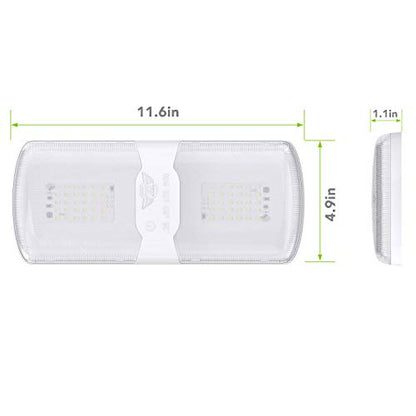 5 Pack RV LED Ceiling Double Dome Light Fixture with Built in Dimmer Interior Lighting for Car (5 Count)