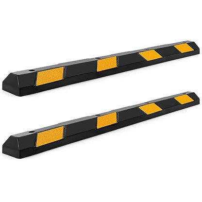 72" Rubber Parking Curb with Yellow Reflective Stripes