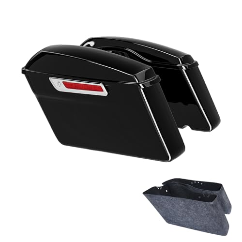Motorcycle Hard Saddlebags Vivid Black Saddle Bags Trunk W (2 Count)
