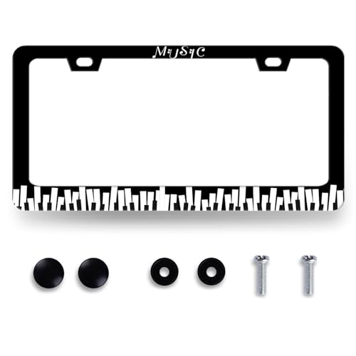 Music Notes License Plate Frame Stainless Steel Funny Piano License Holder