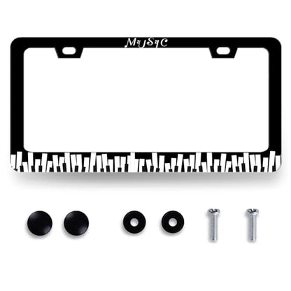 Music Notes License Plate Frame Stainless Steel Funny Piano License Holder
