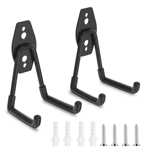 Garage Hooks Heavy Duty Garage Storage Hooks Wall Mount Hanger Utility Hook for Hanging Garden Tools (2 Count)