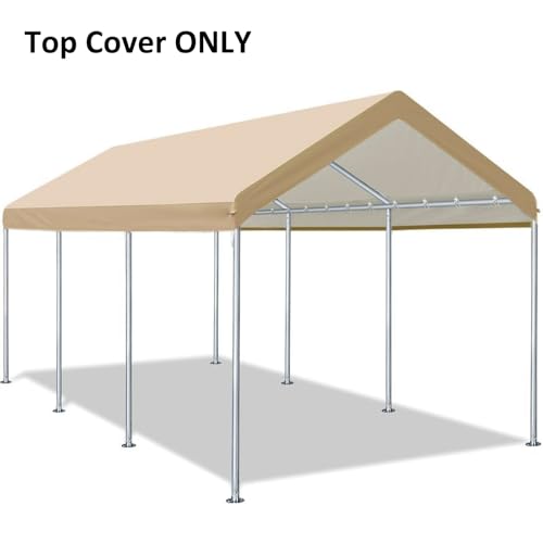Carport Replacement Canopy Cover for Car Tent Top Garage Shelter Cover Tarp with Ball Bungees