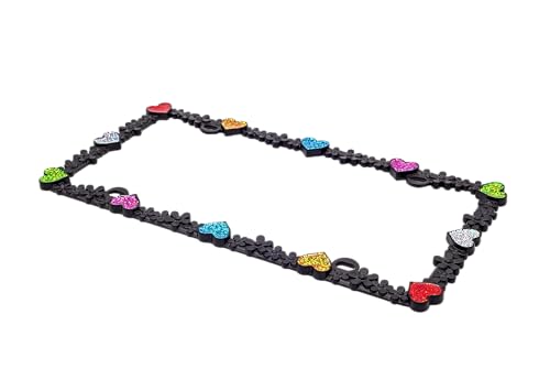 3D Shining Daisy Heart License Plate Frame from Pure Zinc Alloy Metal Perfect Plate Holder