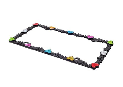 3D Shining Daisy Heart License Plate Frame from Pure Zinc Alloy Metal Perfect Plate Holder