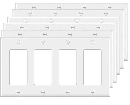 4 Gang Switch Outlet Wall Plate Cover Decorator Electrical Faceplate for Light Switch (6 Count)