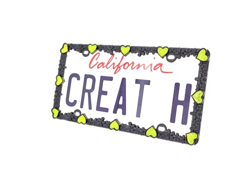 3D Daisy Heart License Plate Frame from Pure Zinc Alloy Metal Perfect Plate Holder