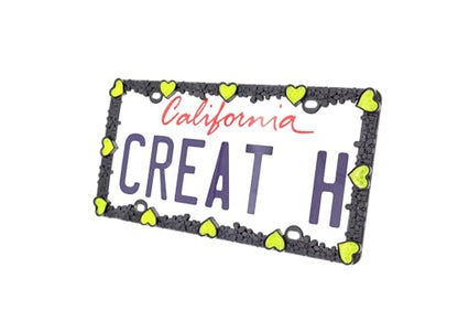 3D Daisy Heart License Plate Frame from Pure Zinc Alloy Metal Perfect Plate Holder