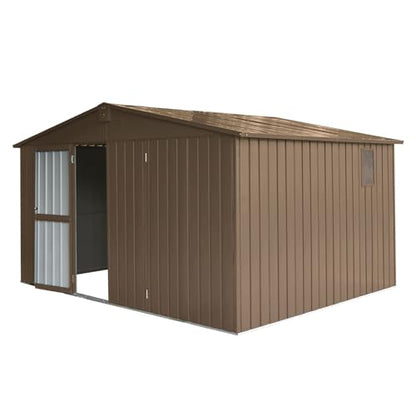 Large Galvanized Steel Storage Shed 11' x 9' with Windows & Lockable Door
