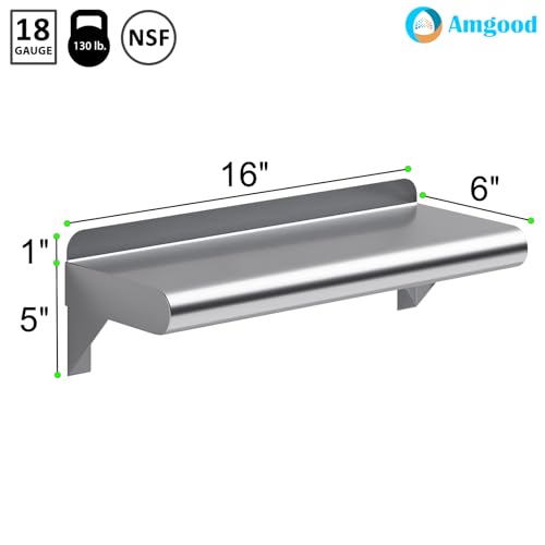 6" X 16" Stainless Steel Wall Shelf
