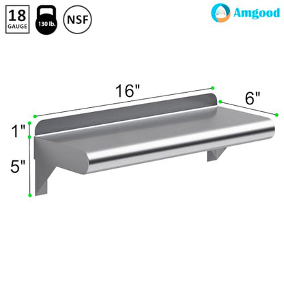6" X 16" Stainless Steel Wall Shelf