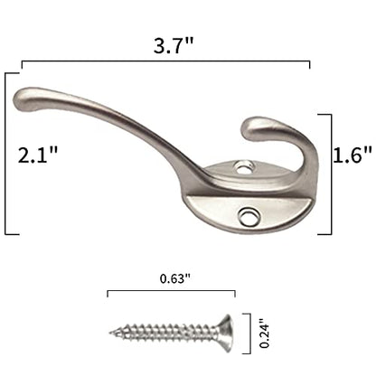 30 Pack Heavy Duty Silvery Dual Coat Hooks for Coat (30 Count)