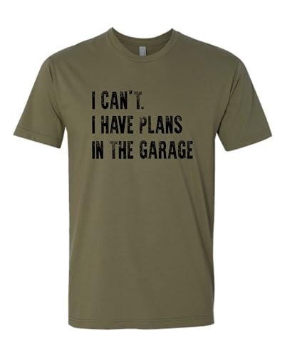 3X Large Military Brown Mens I Can't I Have Plans in The Garage Funny Dad Gift Deluxe Soft T
