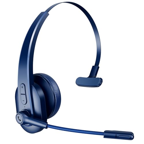 On Ear Bluetooth Headset with Microphone & Mute Button for Truckers Bluetooth V5.2 Headphones for Cell Phones