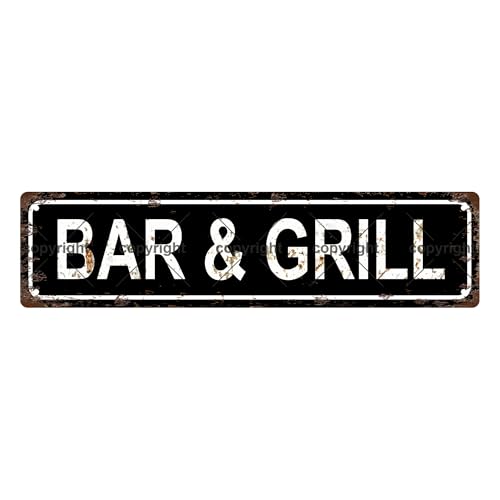 BAR & GRILL SPACE Metal Tin Street Sign Bar Cafe Garage Cave Home Room Wall Bathroom Farmhouse Garden Porch Patio Decor