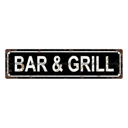 BAR & GRILL SPACE Metal Tin Street Sign Bar Cafe Garage Cave Home Room Wall Bathroom Farmhouse Garden Porch Patio Decor
