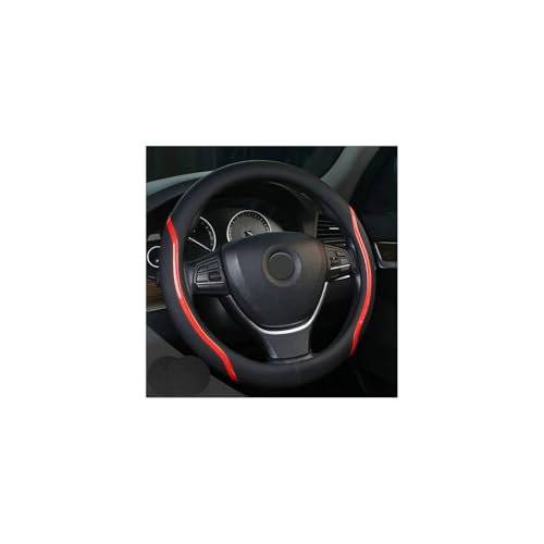 Steering Wheel Cover Black and Red Leather Universal 14.5 (3 Count)