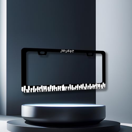 Music Notes License Plate Frame Stainless Steel Funny Piano License Holder