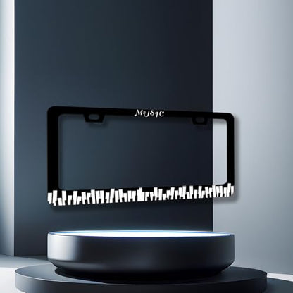 Music Notes License Plate Frame Stainless Steel Funny Piano License Holder