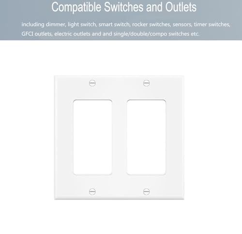2 Gang Decorator Wall Plate Cover Double Switch Outlet Electrical Faceplate for Light Switche (10 Count)