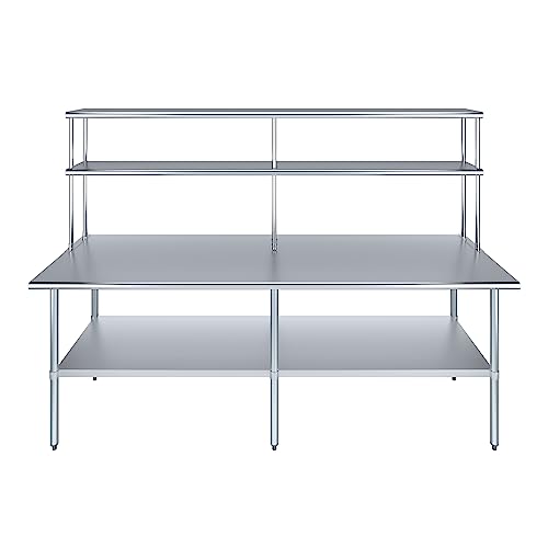 Stainless Steel Work Table Double Tier Overshelf