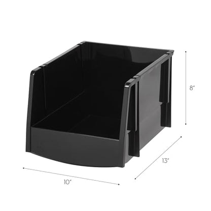 6-Pack, Extra Large Stackable Storage Bins, Black (6 Count)
