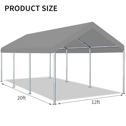12'x20' Carport Canopy Replacement Cover Gray