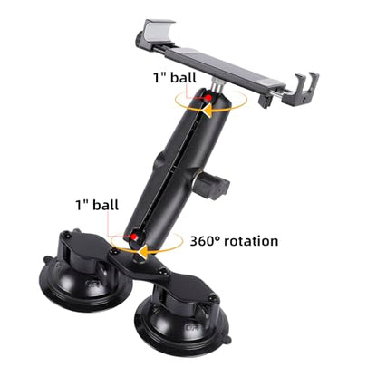 Aluminum Tablet Holder with Dual Suction Cup Base for Car