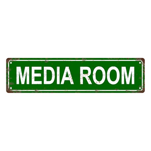 MEDIA ROOM SPACE Metal Tin Street Sign Bar Cafe Garage Cave Home Room Wall Bathroom Farmhouse Garden Porch Patio Decor