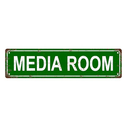 MEDIA ROOM SPACE Metal Tin Street Sign Bar Cafe Garage Cave Home Room Wall Bathroom Farmhouse Garden Porch Patio Decor