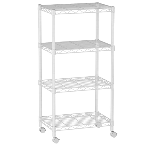 4 Small Wire Shelves Kitchen Pantry Close Home Organizers and Storage Bathroom Shelf Laundry Room Organization Adjustable Book Metal Garage Shelving Unit