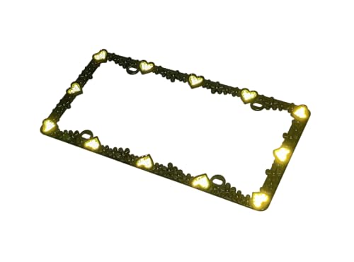 3D Daisy Heart License Plate Frame from Pure Zinc Alloy Metal Perfect Plate Holder