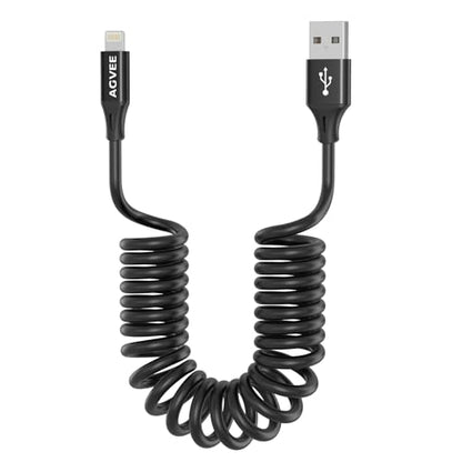 5ft Coiled Short USB to Lightning Charging Cable [MFI Certified] 3A Fast Charger Cord in Car for iPhone 14 (5 Foot)