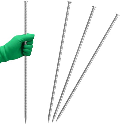 Rebar Stakes 24 Inch Galvanized Metal Steel Ground Spikes Heavy Duty (4 Count)