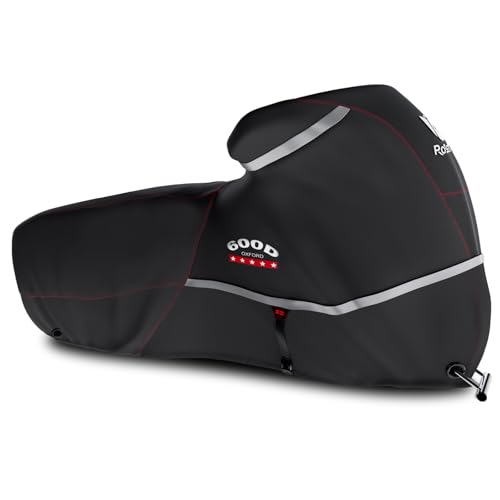 Motorcycle Cover 600D Heavy Duty All Season Universal Weather Waterproof Sun Outdoor Protection Durable Night Reflective& 96" XXL Vehicle Cover