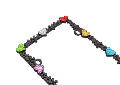 3D Shining Daisy Heart License Plate Frame from Pure Zinc Alloy Metal Perfect Plate Holder