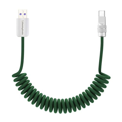 USB A to C 120W Braided Coiled Charging Cable