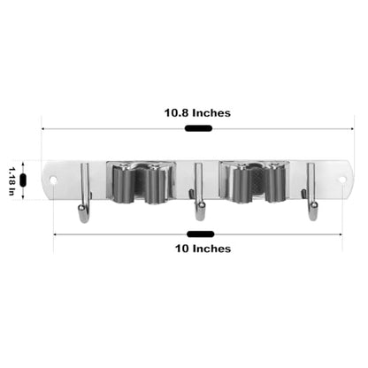 2 Racks and 3 Hooks Mop and Broom Holder Wall Mount