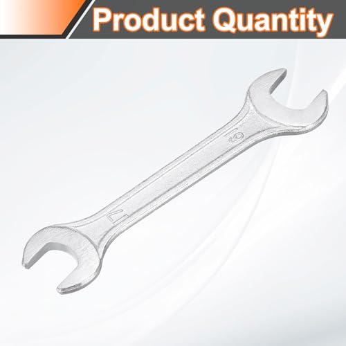 Double Open End Wrench 17mm x 19mm Metric 15 Degree Offset Angle Small Flat Head Wrench Galvanizing Open Ended Spanner for Automotive Repair Furniture Assembly