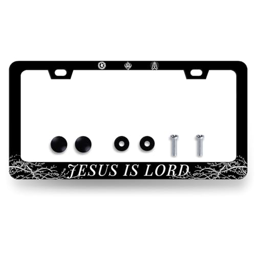 Jesus is Lord Stainless Steel Christian License Plate Frame 12.2 x 6.2 Inch