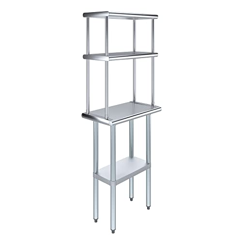 Stainless Steel Work Table Double Tier Overshelf