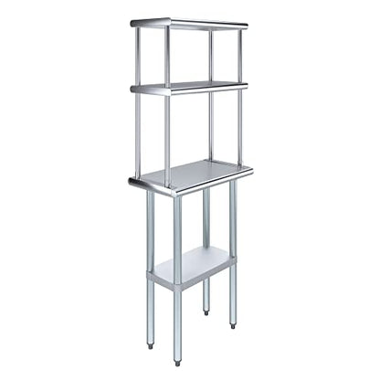 Stainless Steel Work Table Double Tier Overshelf