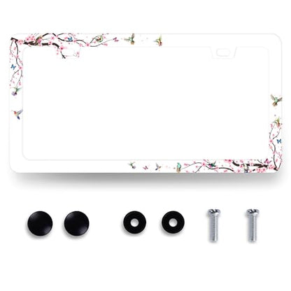 Hummingbird License Plate Frame Cherry Blossom License Plate Holder