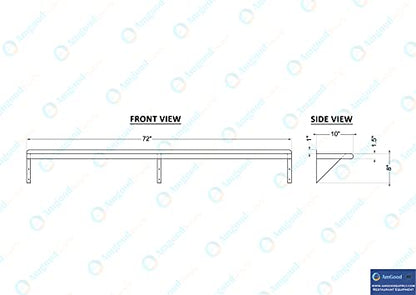 10 in. x 72 in. Stainless Steel Wall Mount Shelf