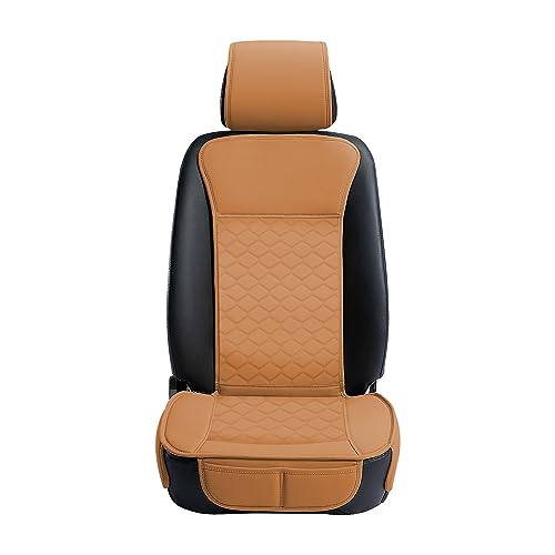Leather Car Seat Covers Front 2PC Waterproof Universal Cognac