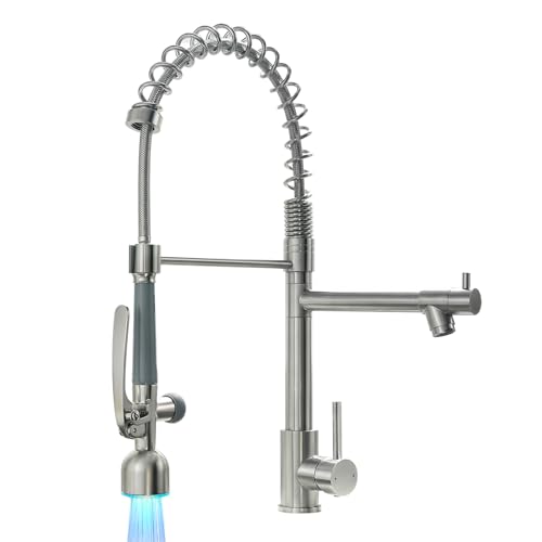 Commercial Pull Down Sprayer Brushed Nickel Kitchen Faucet