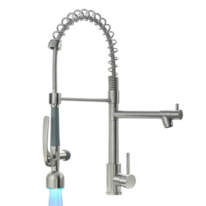 Commercial Pull Down Sprayer Brushed Nickel Kitchen Faucet