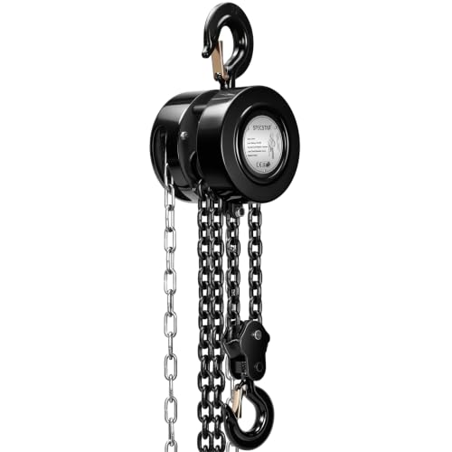 Hand Chain Hoist 2 Ton 4400 Lbs Capacity 10 Feet with 2 Hooks