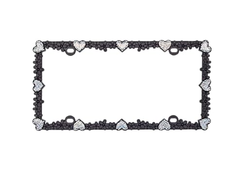 3D Shining Daisy Heart License Plate Frame from Pure Zinc Alloy Metal Perfect Plate Holder
