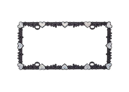 3D Shining Daisy Heart License Plate Frame from Pure Zinc Alloy Metal Perfect Plate Holder